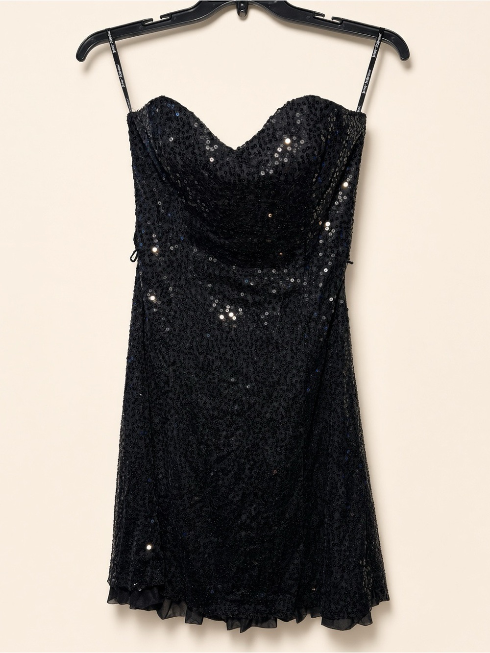 Betsey Johnson Evening Strapless Black Sequin Cocktail Dress